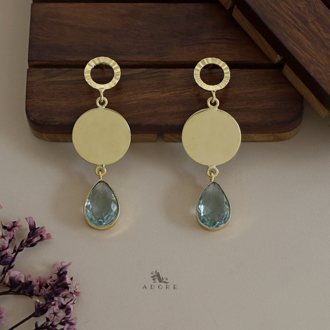 Golden Hammered Circle and Coin Drop Earring