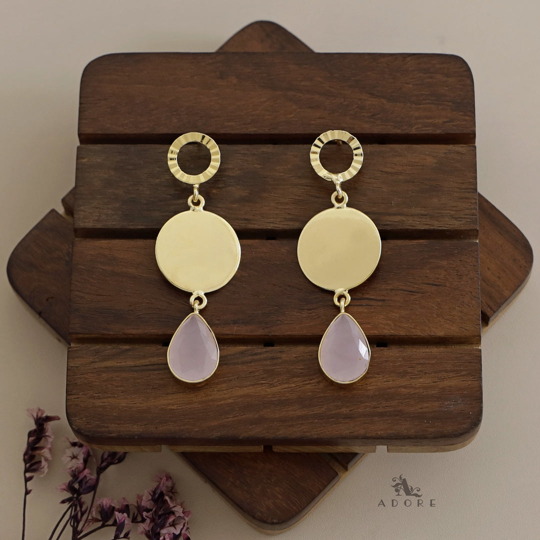 Golden Hammered Circle and Coin Drop Earring