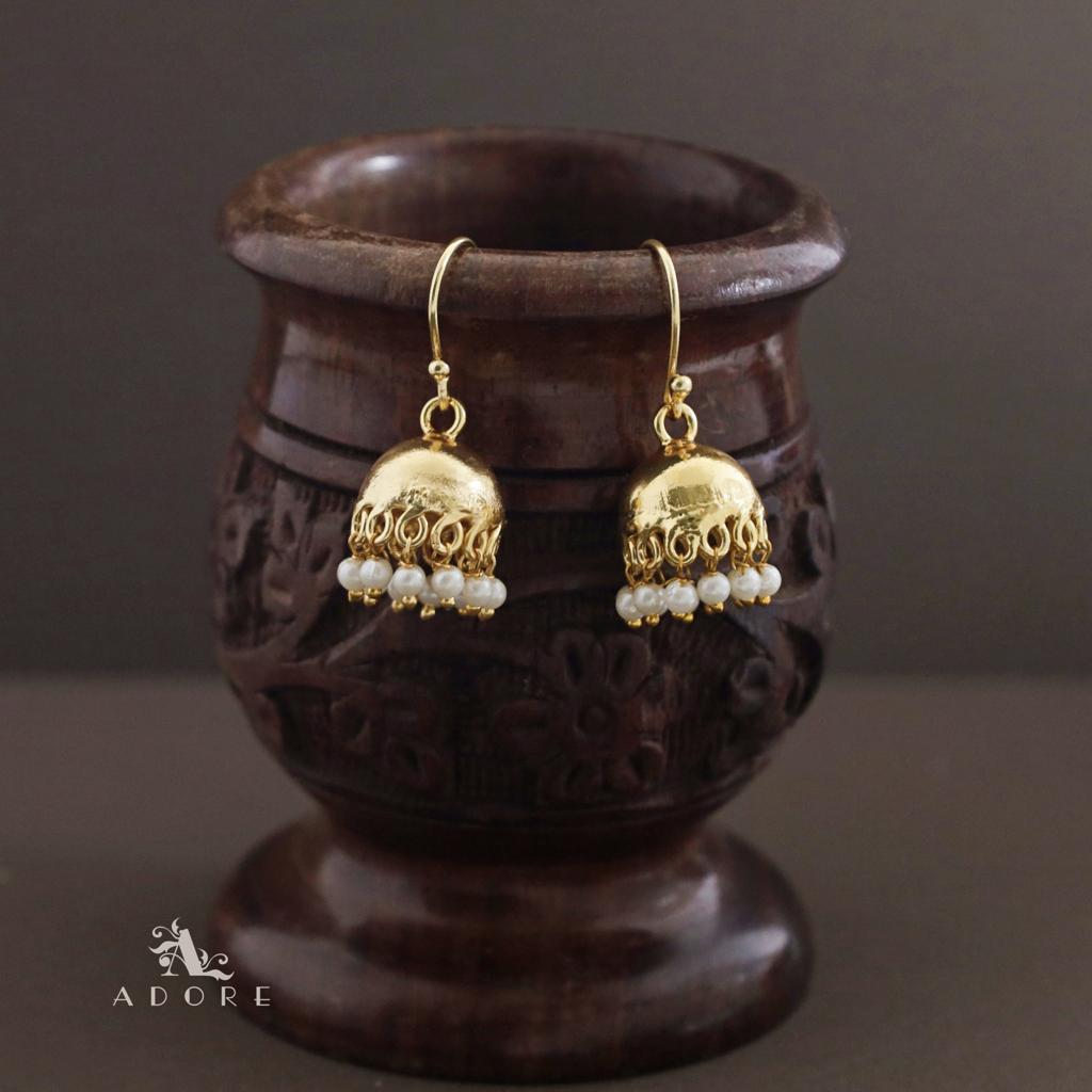 Medium Golden Pearl Jhumka Drop