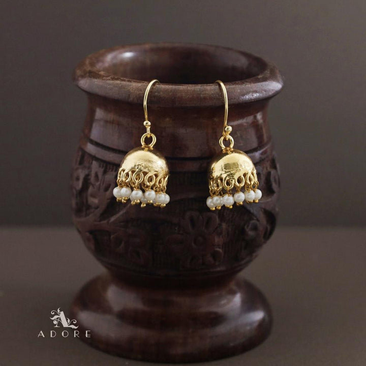Medium Golden Pearl Jhumka Drop