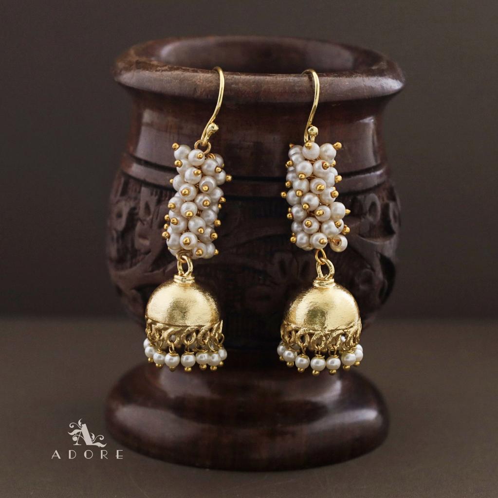 Medium Nashwa Cluster Pearl Jhumka Drop