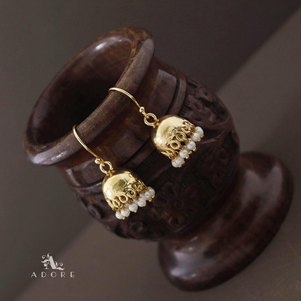 Medium Golden Pearl Jhumka Drop