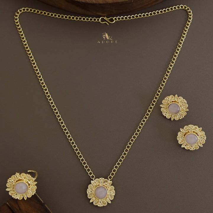 Tessa Glossy Flower Long Neckpiece Combo