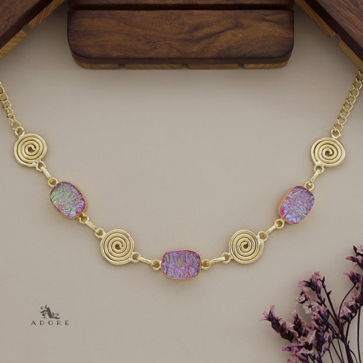 Golden Spiral Glittery Stone Neckpiece Combo