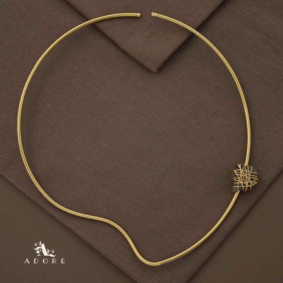 Alame Curvy Binded Raw Stone Neck Cuff