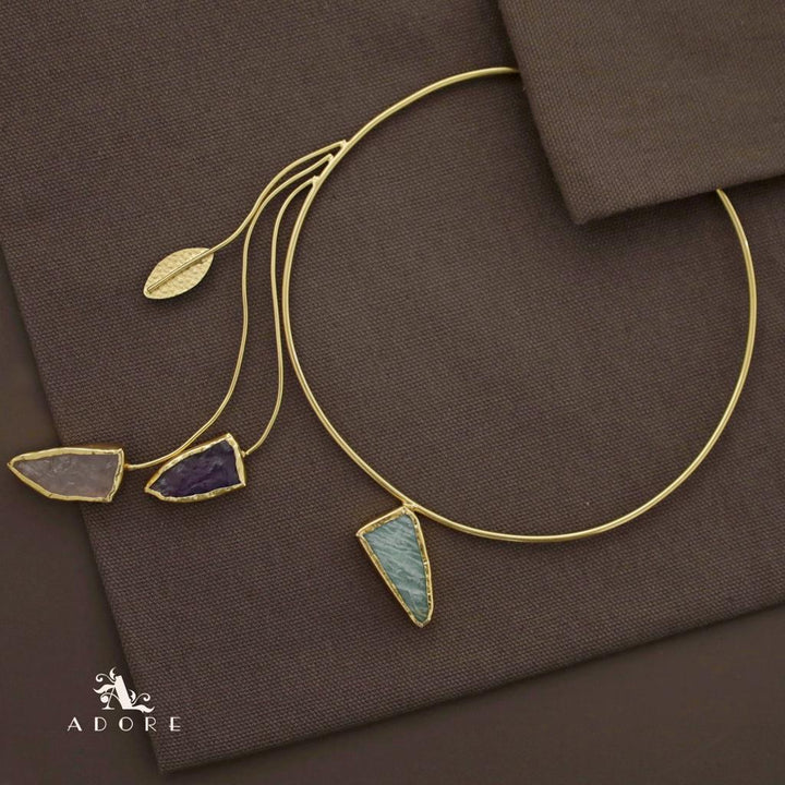 Raw Stone Leafy Neck Cuff