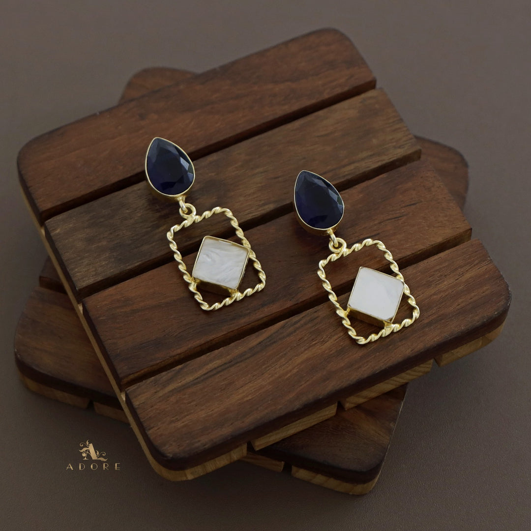 Glossy Drop + Twisted Rectangle MOP Earring