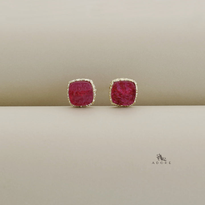 Textured Riana Square Stud