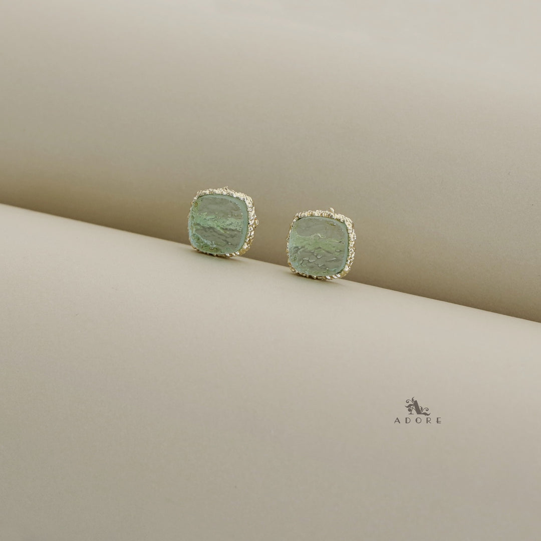Textured Riana Square Stud