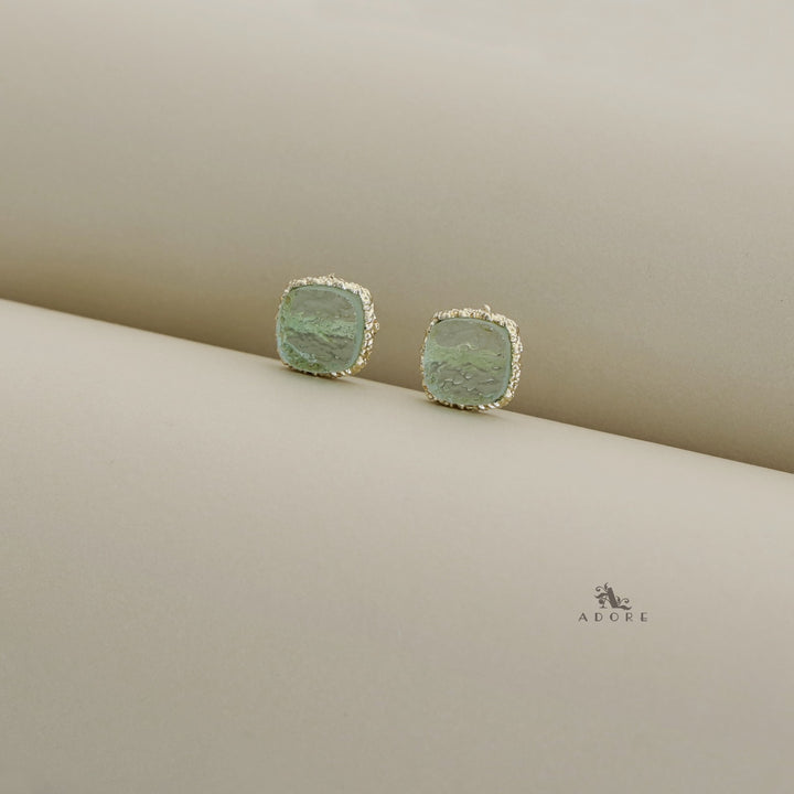 Textured Riana Square Stud