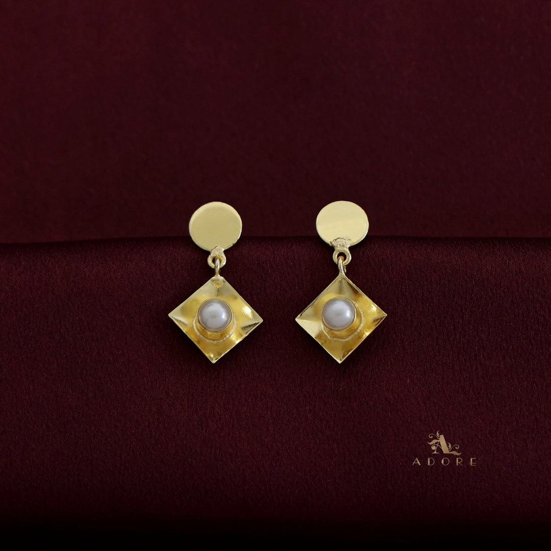 Golden Coin + Diamond Pearl Earring