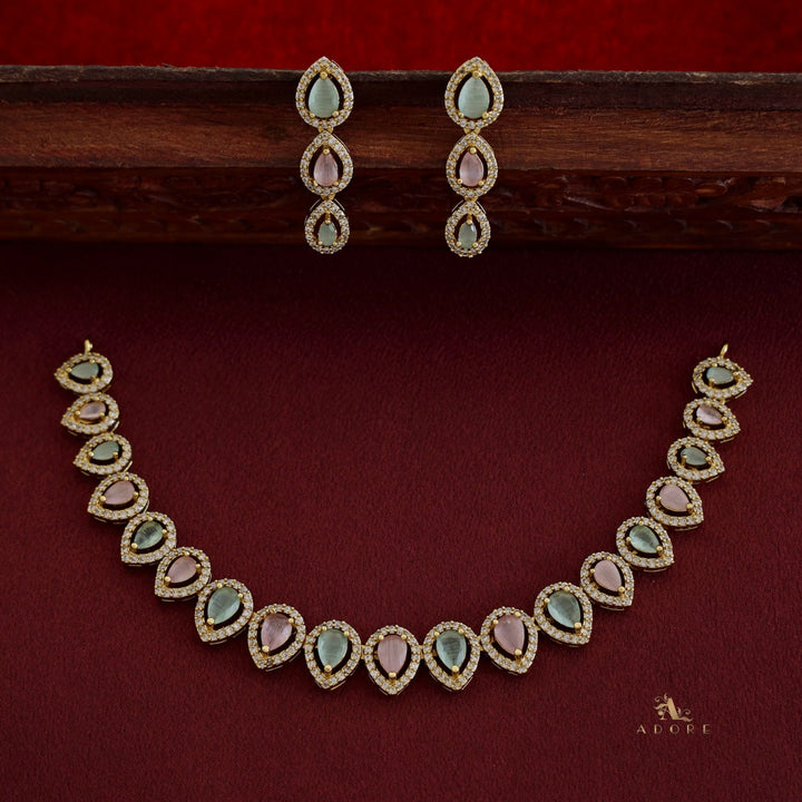 Tarinika Drop Short Neckpiece With Earring