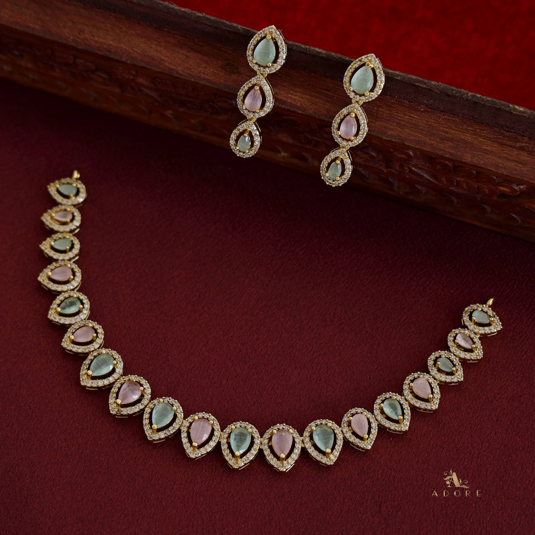 Tarinika Drop Short Neckpiece With Earring