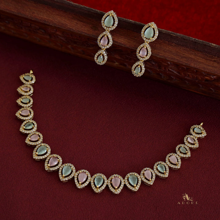 Tarinika Drop Short Neckpiece With Earring
