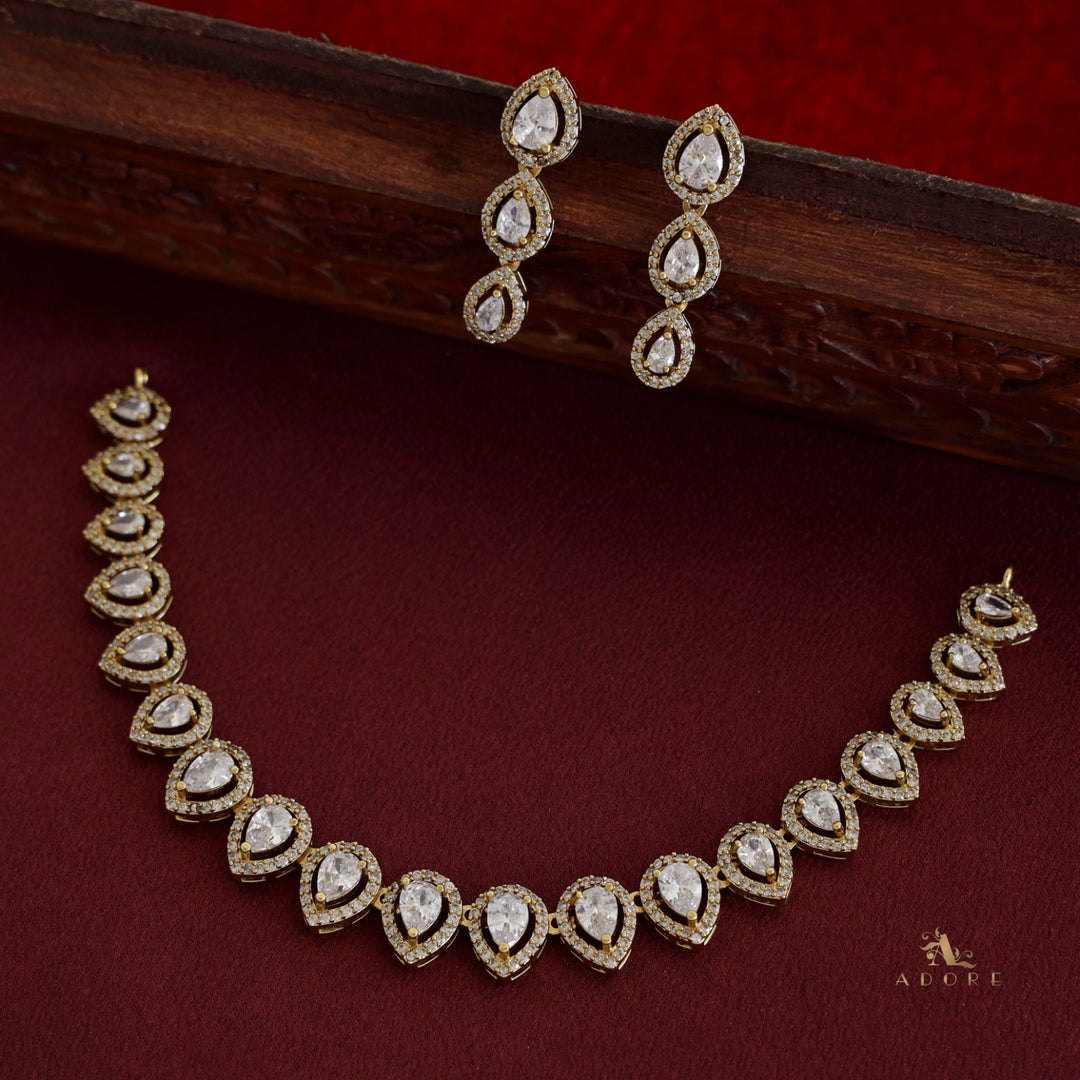 Tarinika Drop Short Neckpiece With Earring