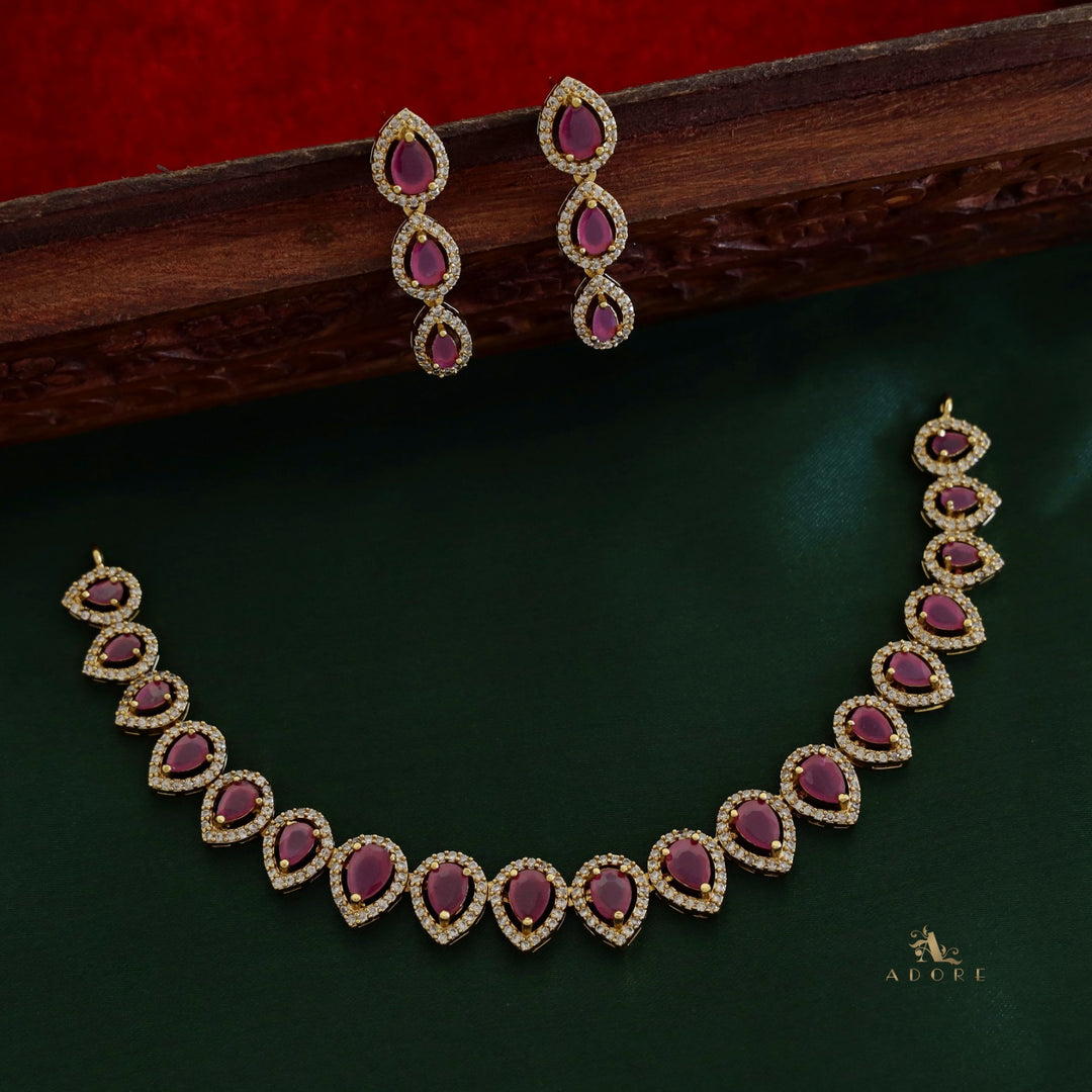 Tarinika Drop Short Neckpiece With Earring