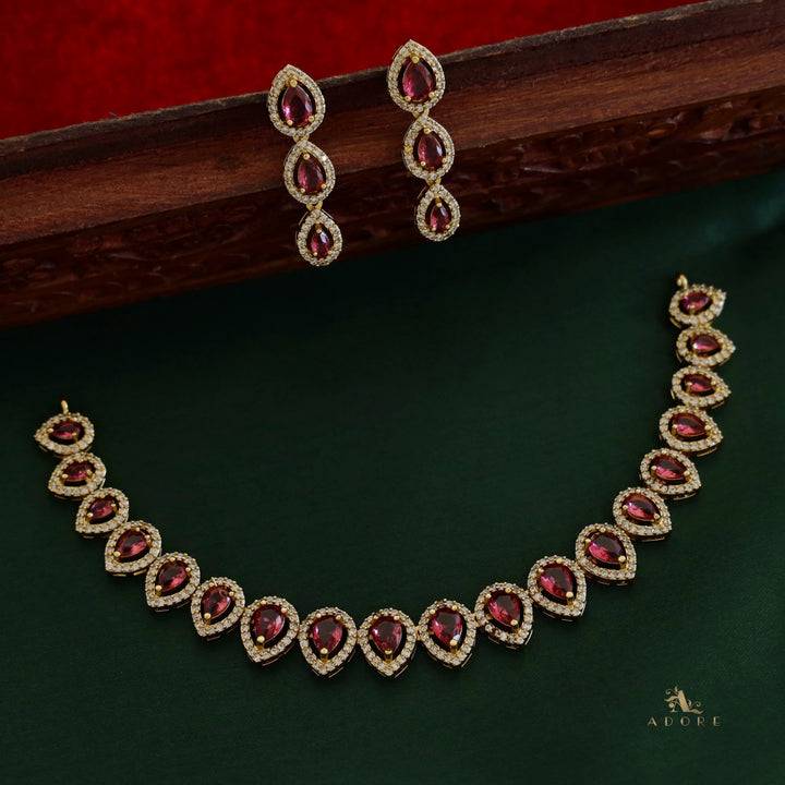 Tarinika Drop Short Neckpiece With Earring