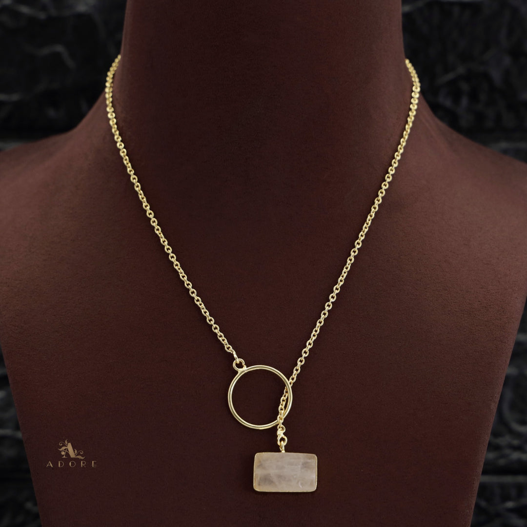 Skylar Raw Stone Rectangle Ring Lock Neckpiece