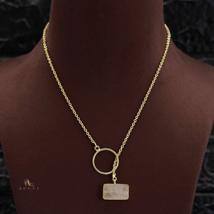 Skylar Raw Stone Rectangle Ring Lock Neckpiece