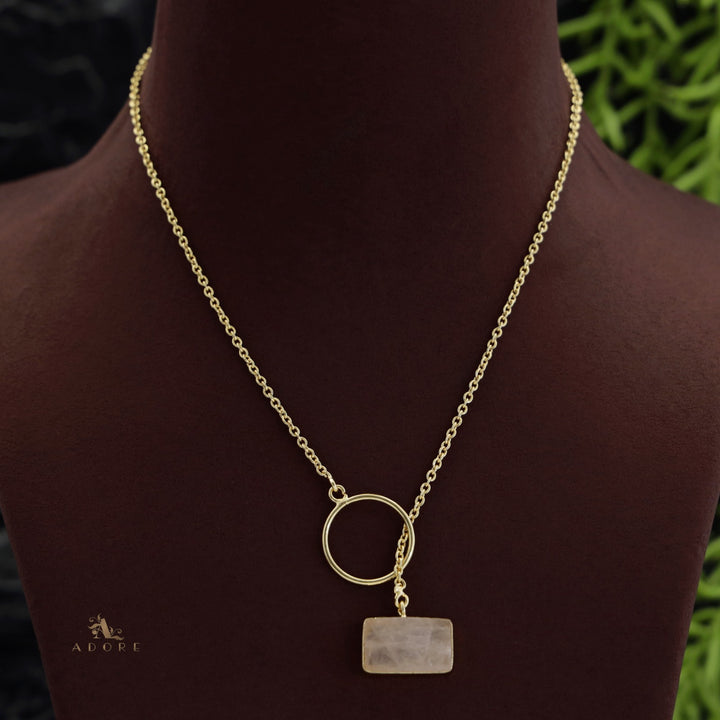 Skylar Raw Stone Rectangle Ring Lock Neckpiece