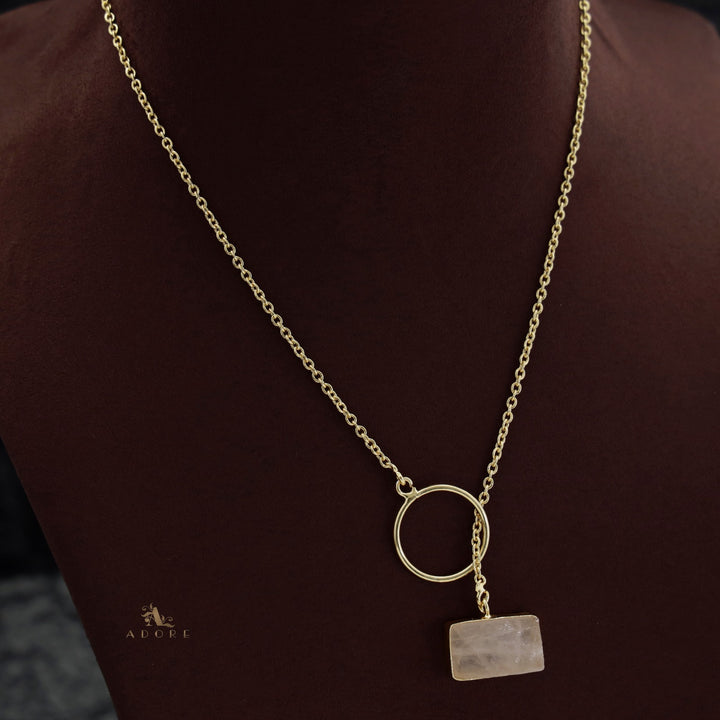 Skylar Raw Stone Rectangle Ring Lock Neckpiece