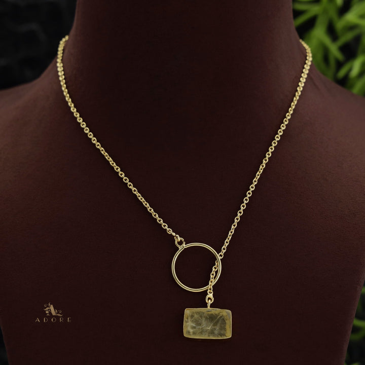 Skylar Raw Stone Rectangle Ring Lock Neckpiece