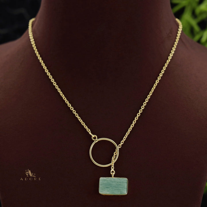 Skylar Raw Stone Rectangle Ring Lock Neckpiece