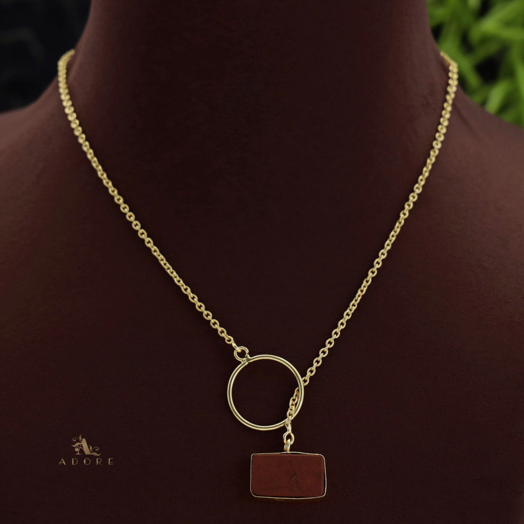 Skylar Raw Stone Rectangle Ring Lock Neckpiece