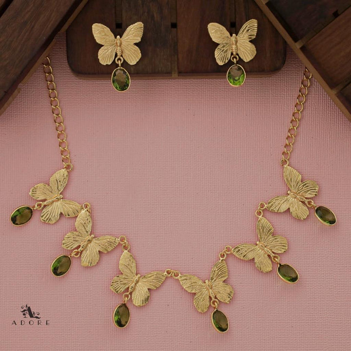 Gold Papillio Neckpiece With Earring