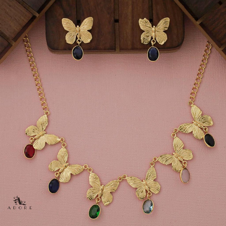 Gold Papillio Neckpiece With Earring