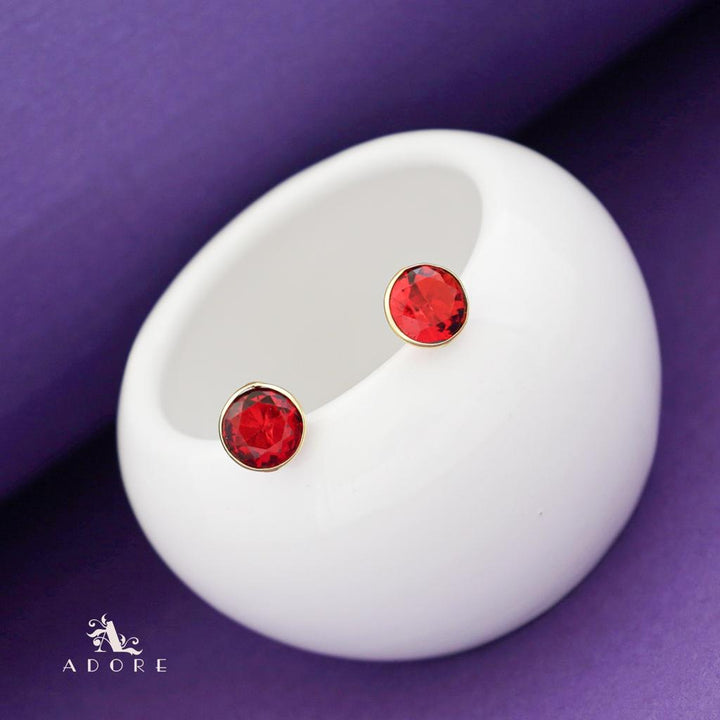 Taina Glossy Round Stone Stud