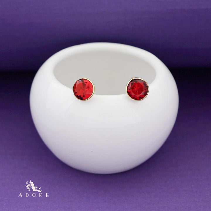 Taina Glossy Round Stone Stud