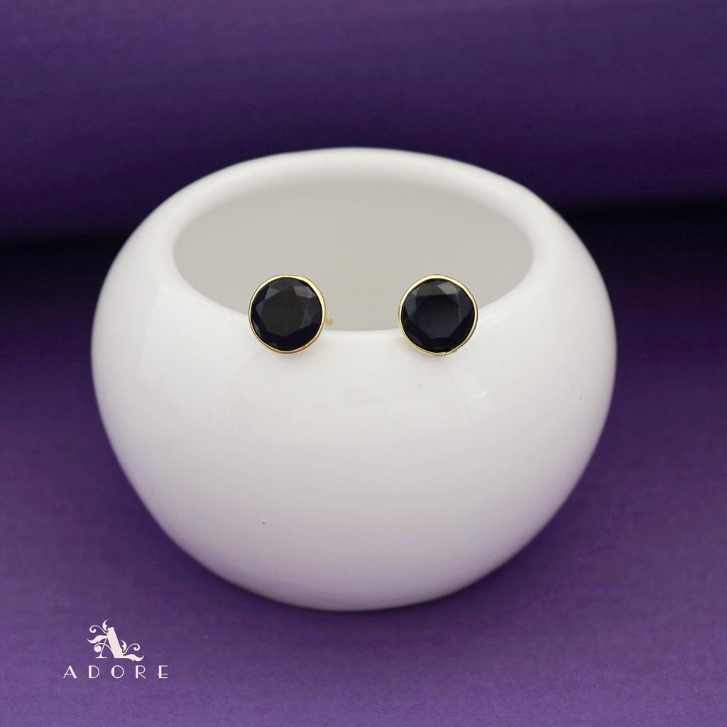 Taina Glossy Round Stone Stud