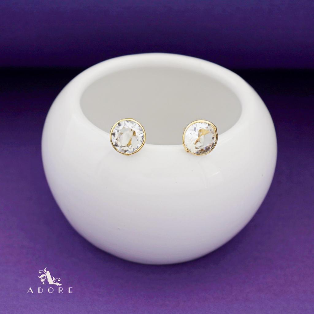 Taina Glossy Round Stone Stud