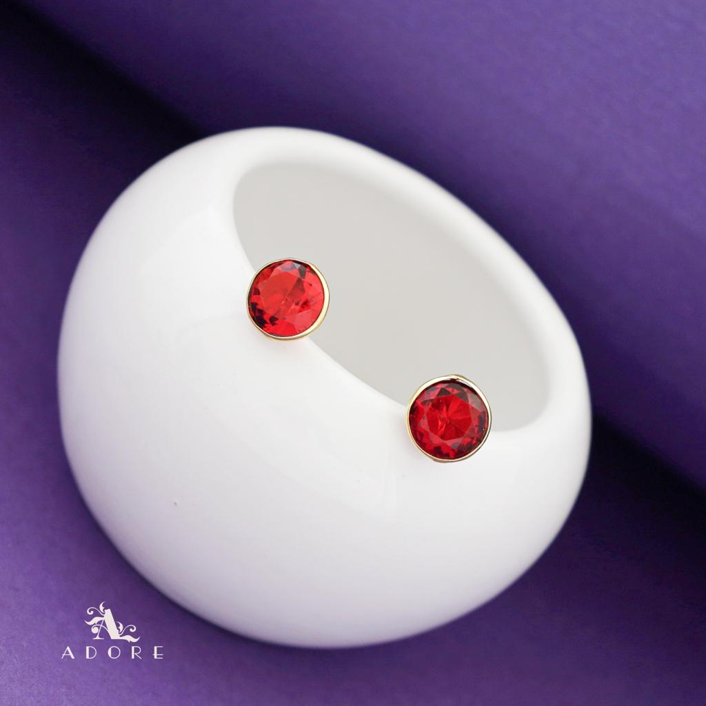 Taina Glossy Round Stone Stud