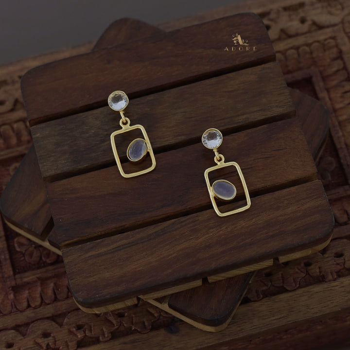Lorina Golden Rectangle Round Glossy Earring