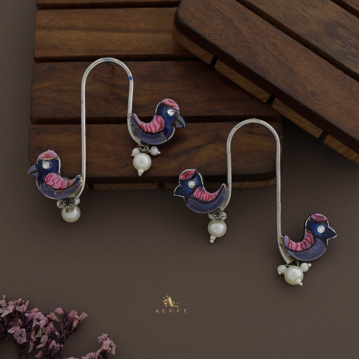 Antique Curvy Meenakari Bonsy Bird Earring