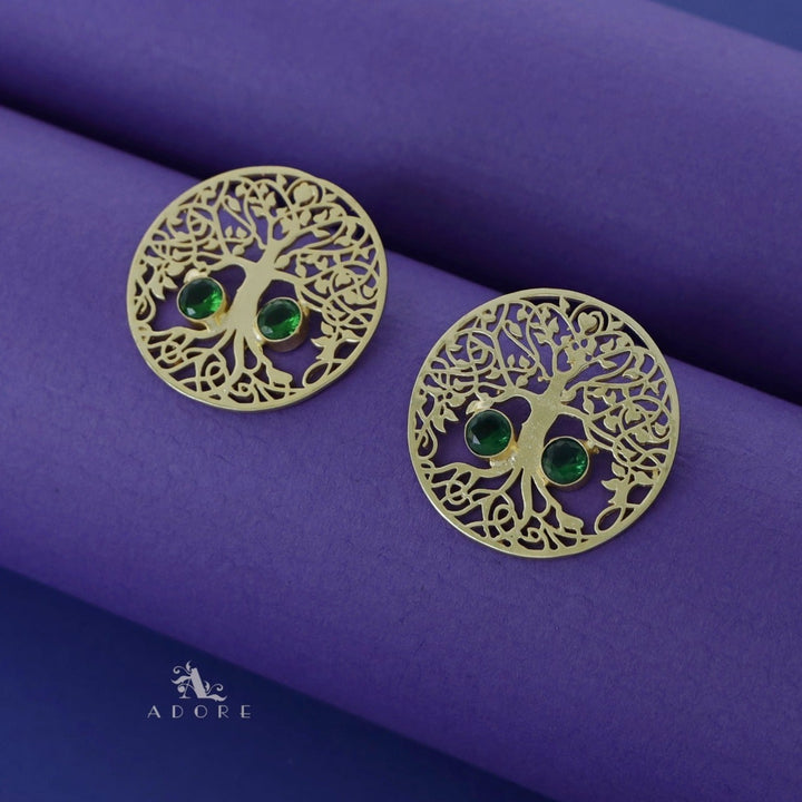Golden Circle Tree Dual Glossy Earring