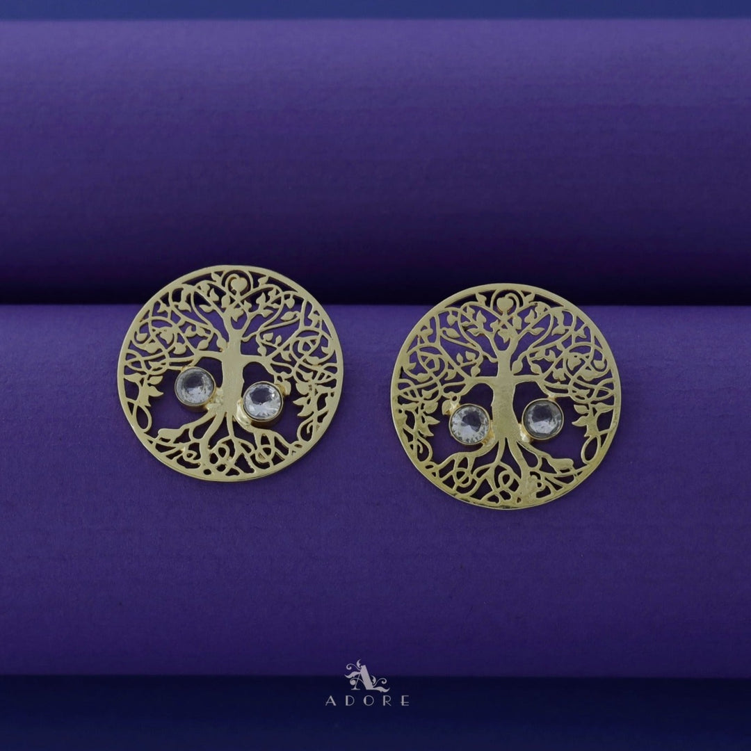 Golden Circle Tree Dual Glossy Earring