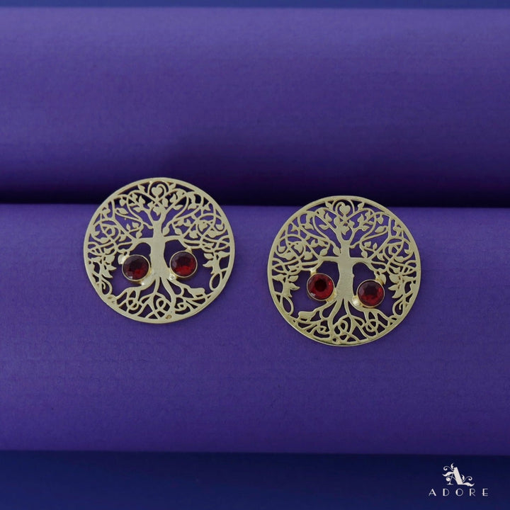 Golden Circle Tree Dual Glossy Earring