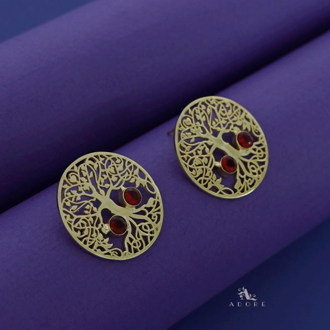 Golden Circle Tree Dual Glossy Earring