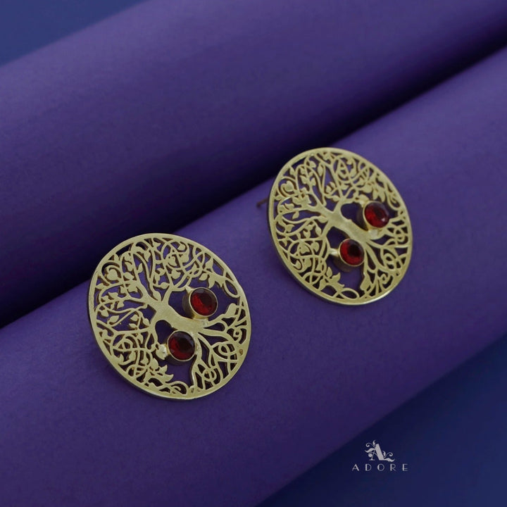 Golden Circle Tree Dual Glossy Earring