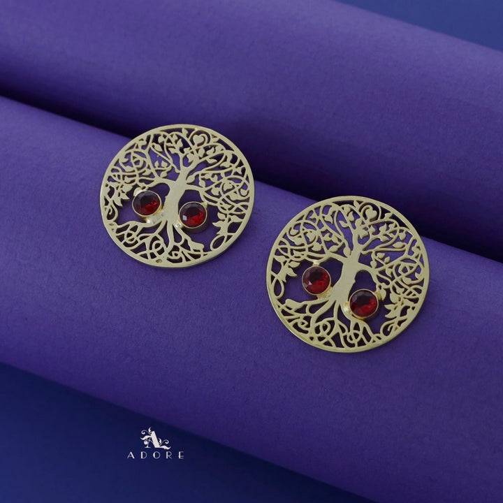 Golden Circle Tree Dual Glossy Earring