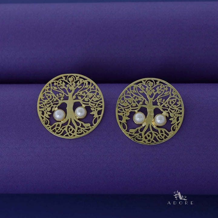 Golden Circle Tree Dual Glossy Earring