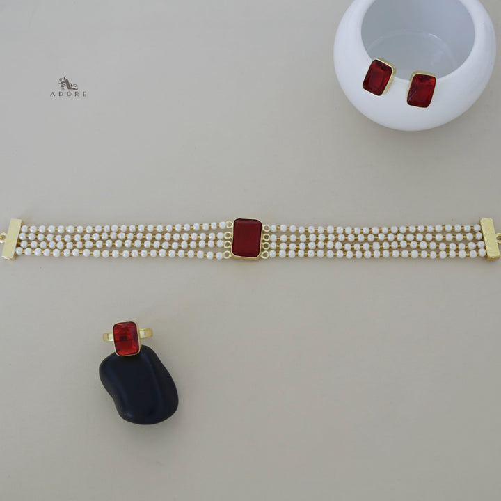 Elegant Pearl Choker Combo Set