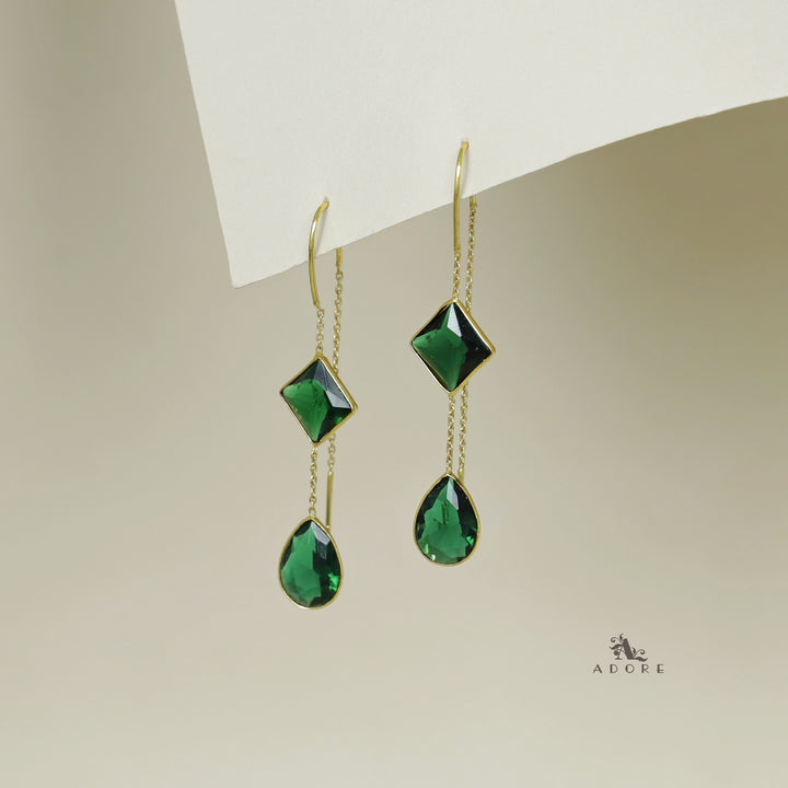 Glossy Diamond And Drop Needle And Thread Earring