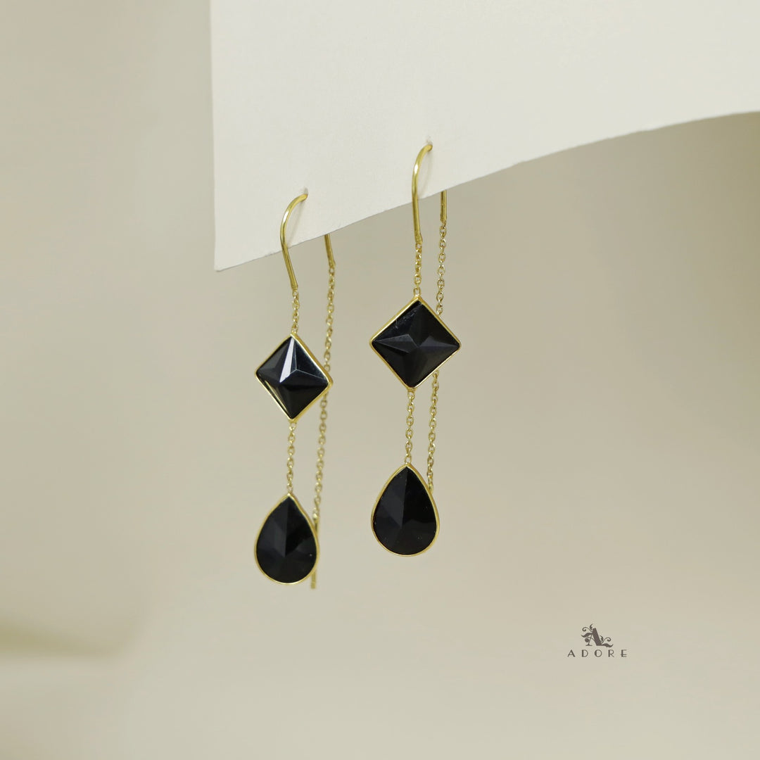 Glossy Diamond And Drop Needle And Thread Earring