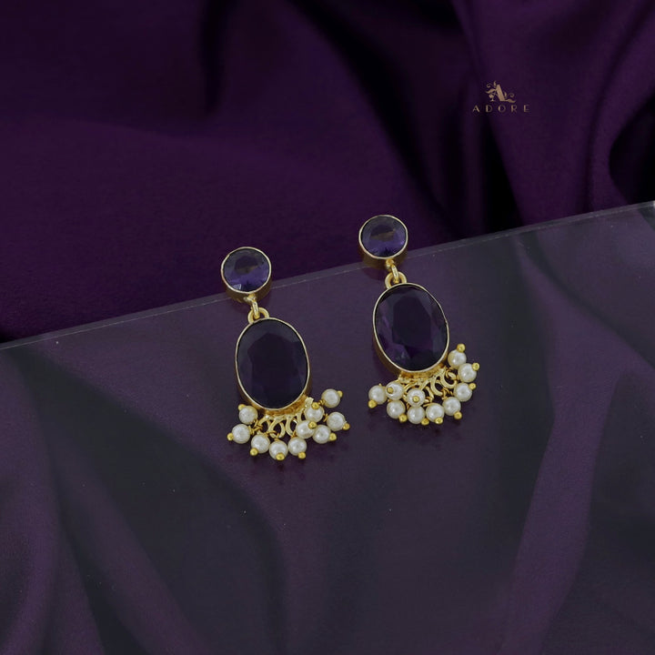 Glossy Round And Oval Cluster Pearl Earring