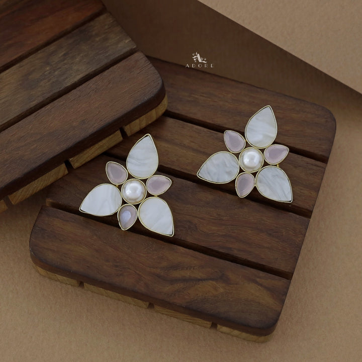 Arpita 3 Leaf MOP Glossy With Pearl Earring