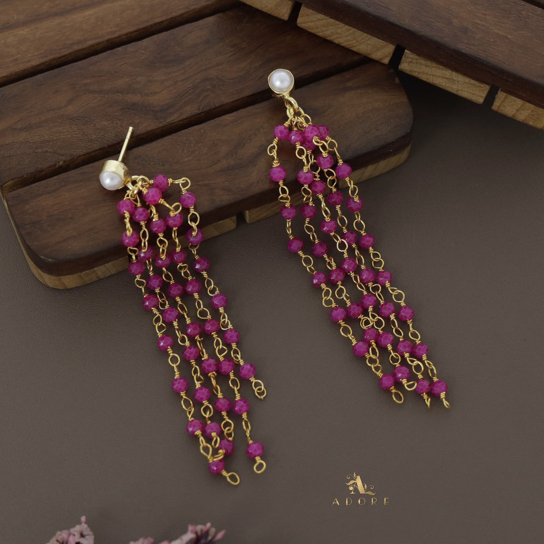 Golden Tassel Pearl Earring